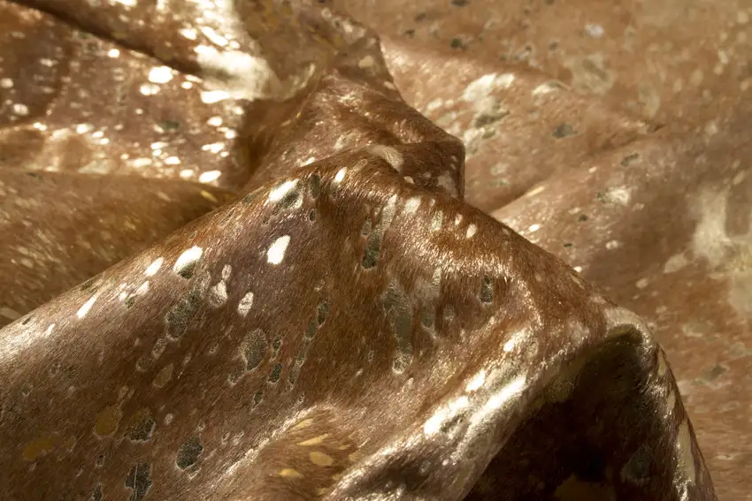 Gold and Brown Cowhide Hand Knotted Area Rug Photo 6