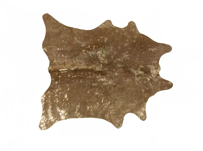 Gold and Brown Cowhide Hand Knotted Area Rug Photo 1