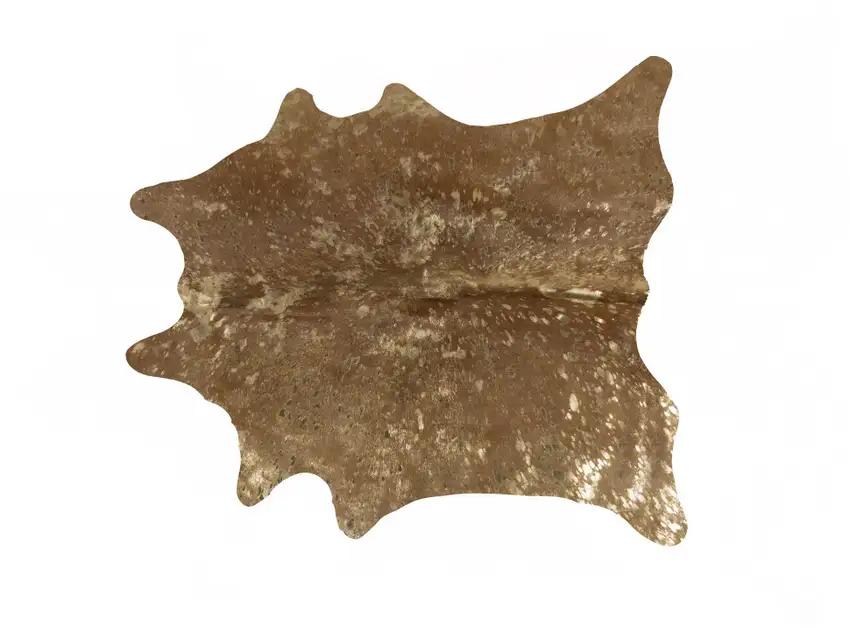Gold and Brown Cowhide Hand Knotted Area Rug Photo 3