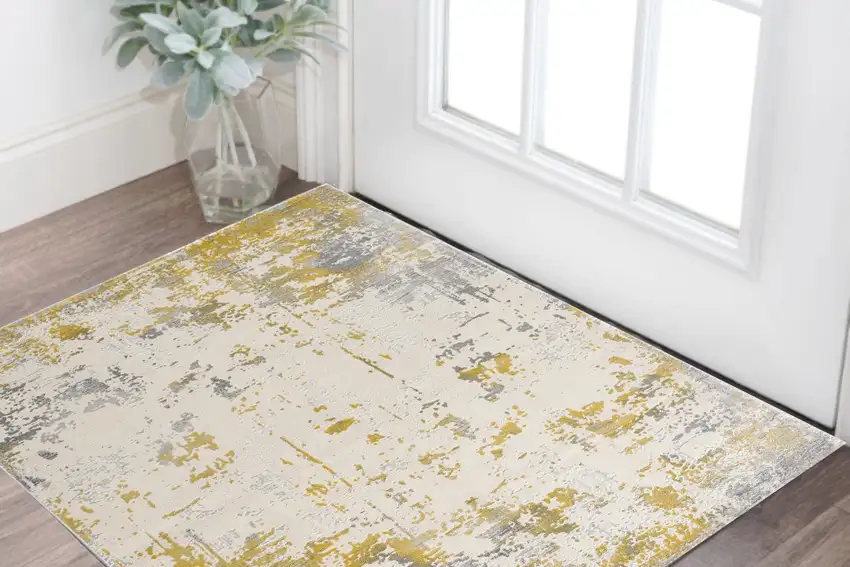 Gold Abstract Dhurrie Area Rug Photo 1