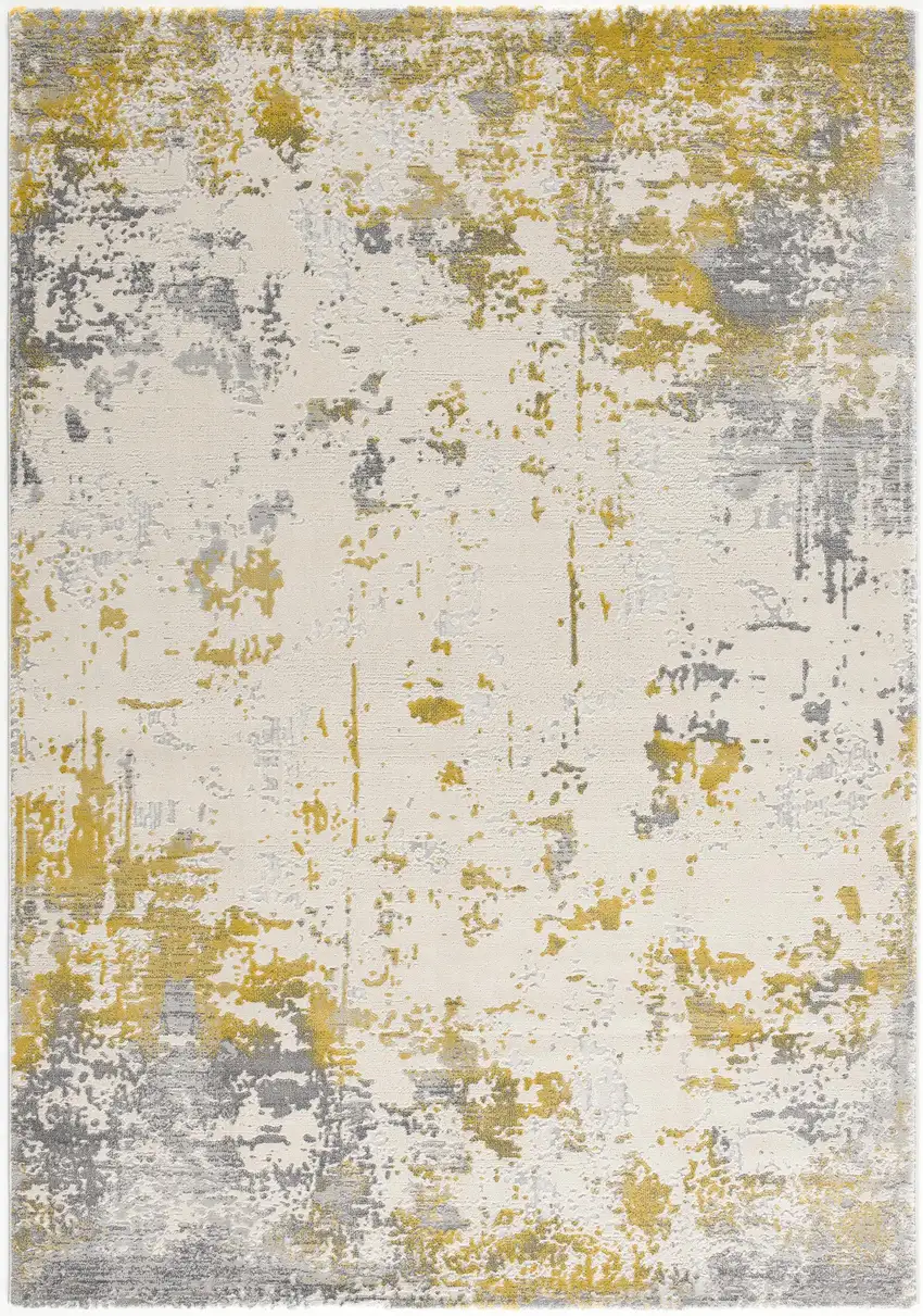 Gold and Gray Abstract Area Rug Photo 6
