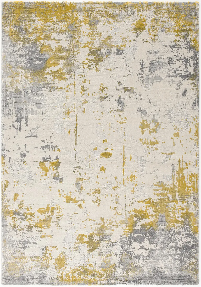 Gold and Gray Abstract Area Rug Photo 4