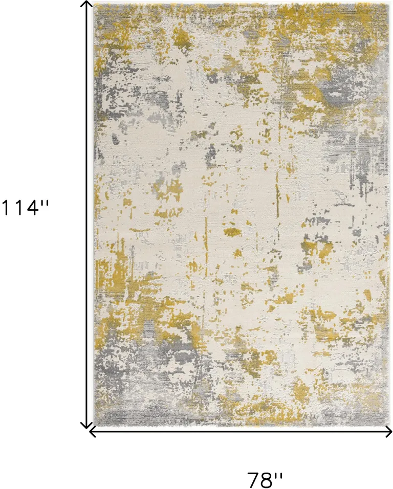 Gold and Gray Abstract Area Rug Photo 2