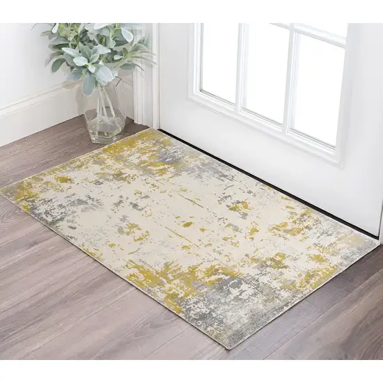 Gold And Gray Abstract Area Rug Photo 1