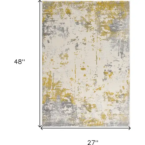 Gold And Gray Abstract Area Rug Photo 3