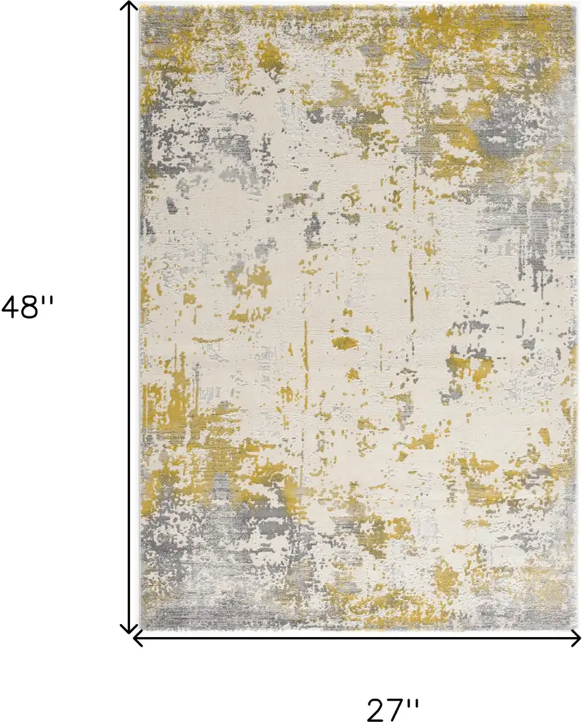 Gold And Gray Abstract Area Rug Photo 3