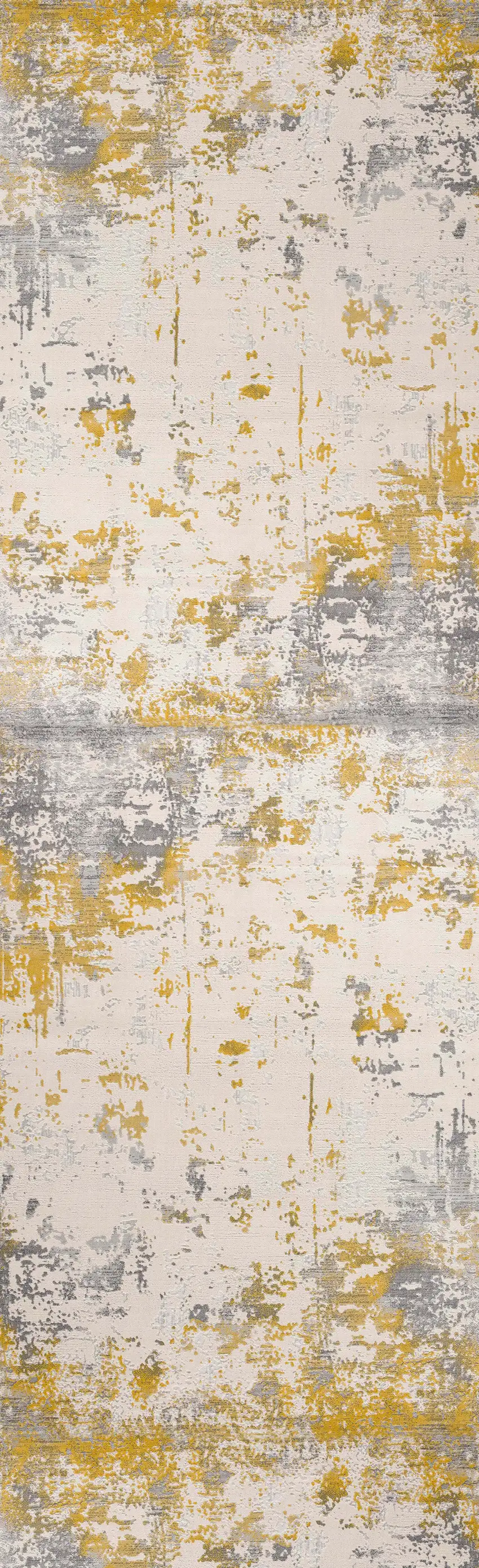 13' Gray And Gold Abstract Shag Runner Rug Photo 5