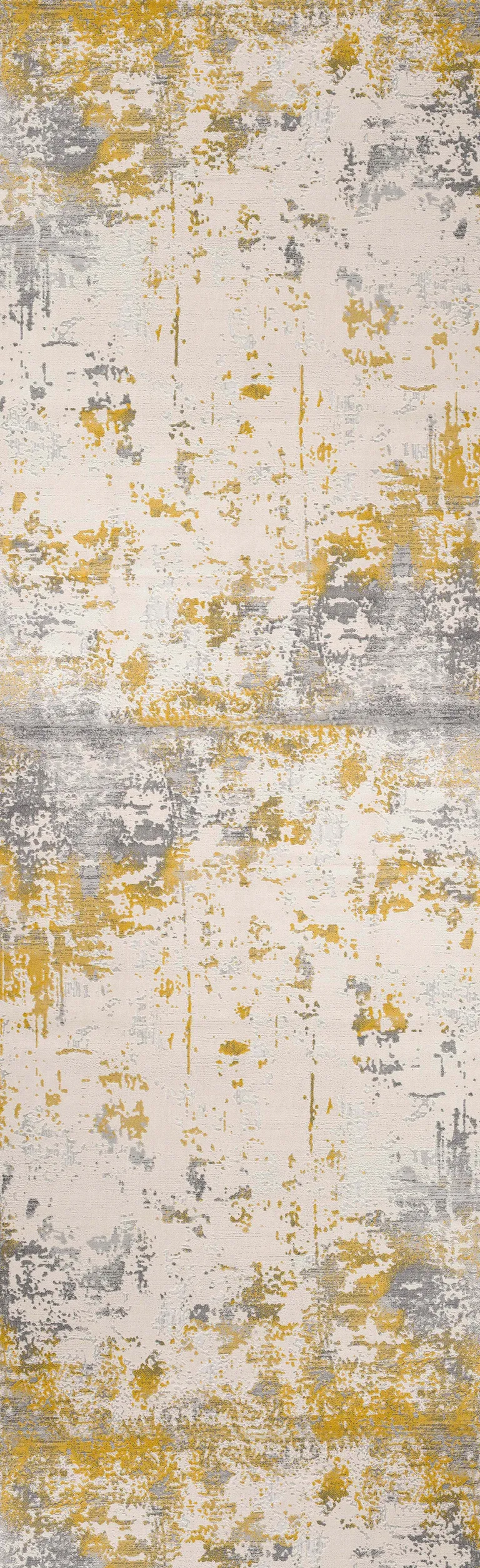 Gold and Gray Abstract Runner Rug Photo 5