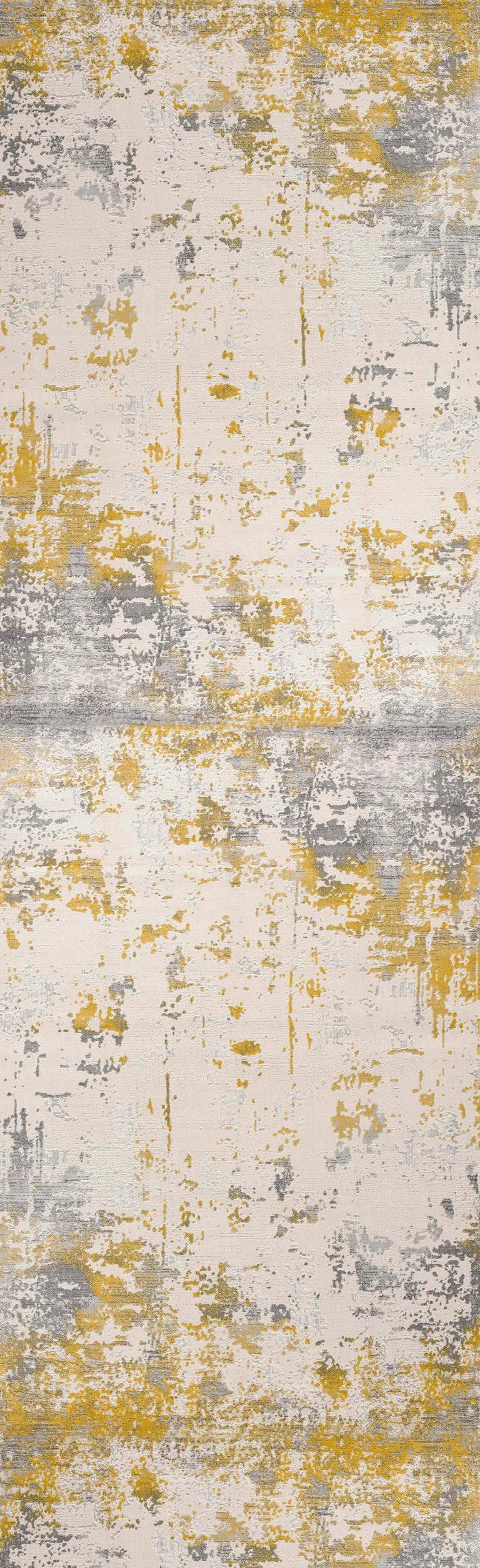 Gold and Gray Abstract Runner Rug Photo 3