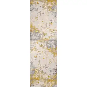 Photo of Gold and Gray Abstract Runner Rug