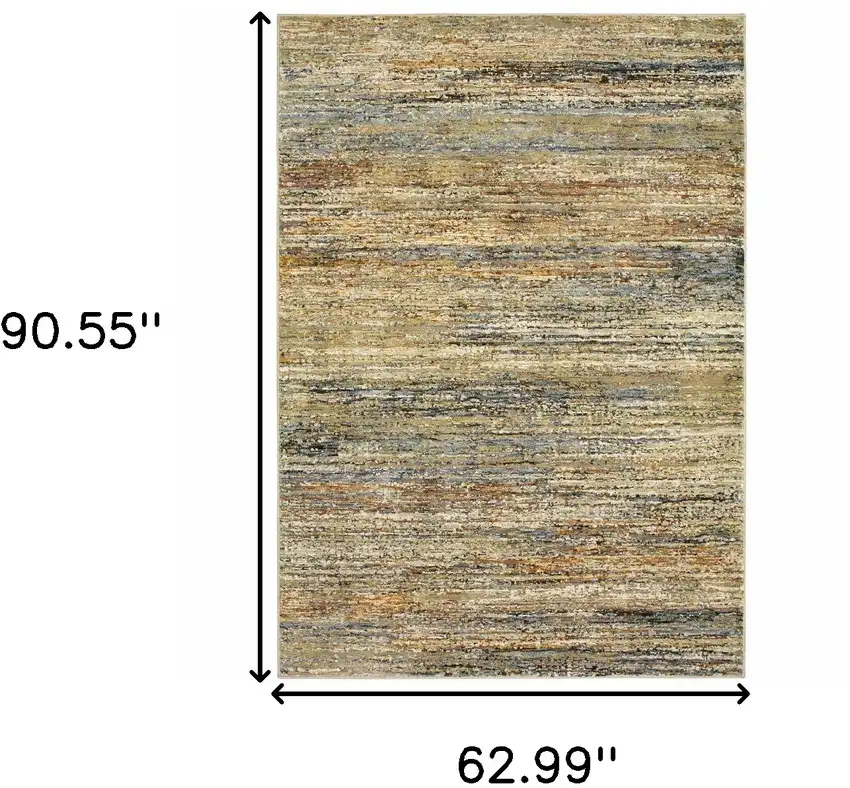 Gold and Green Abstract Area Rug Photo 6