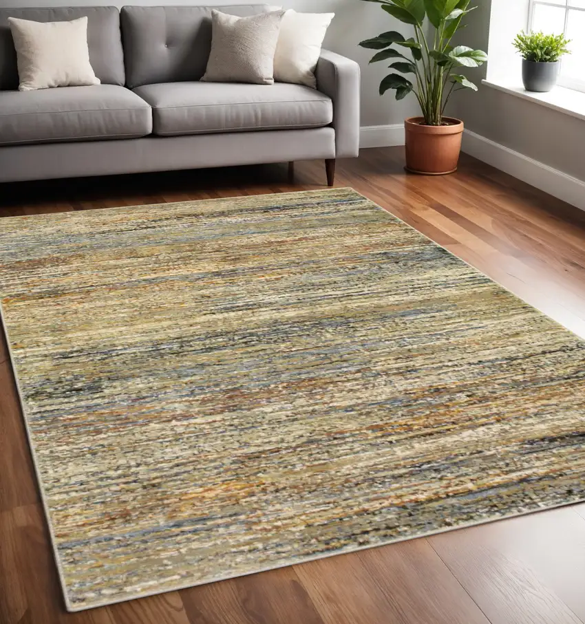 Gold And Green Abstract Area Rug Photo 1