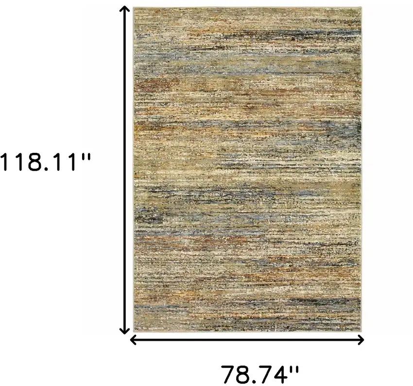 Gold and Green Abstract Area Rug Photo 6
