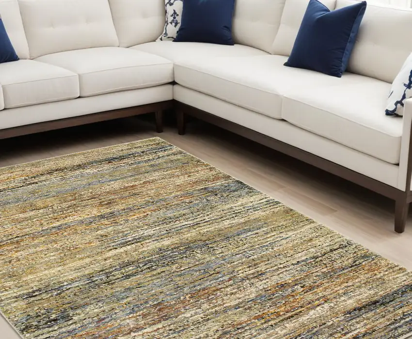 Gold And Green Abstract Area Rug Photo 1