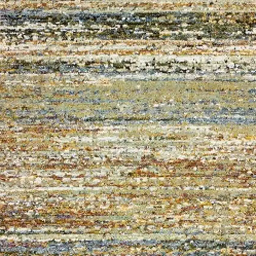 Gold and Green Abstract Runner Rug Photo 4