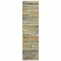 Photo of Gold and Green Abstract Runner Rug