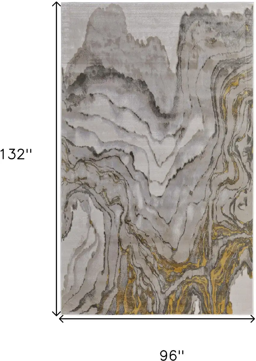 Gold and Ivory Abstract Area Rug Photo 3