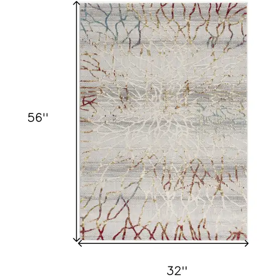 Gold And Ivory Abstract Branches Area Rug Photo 3