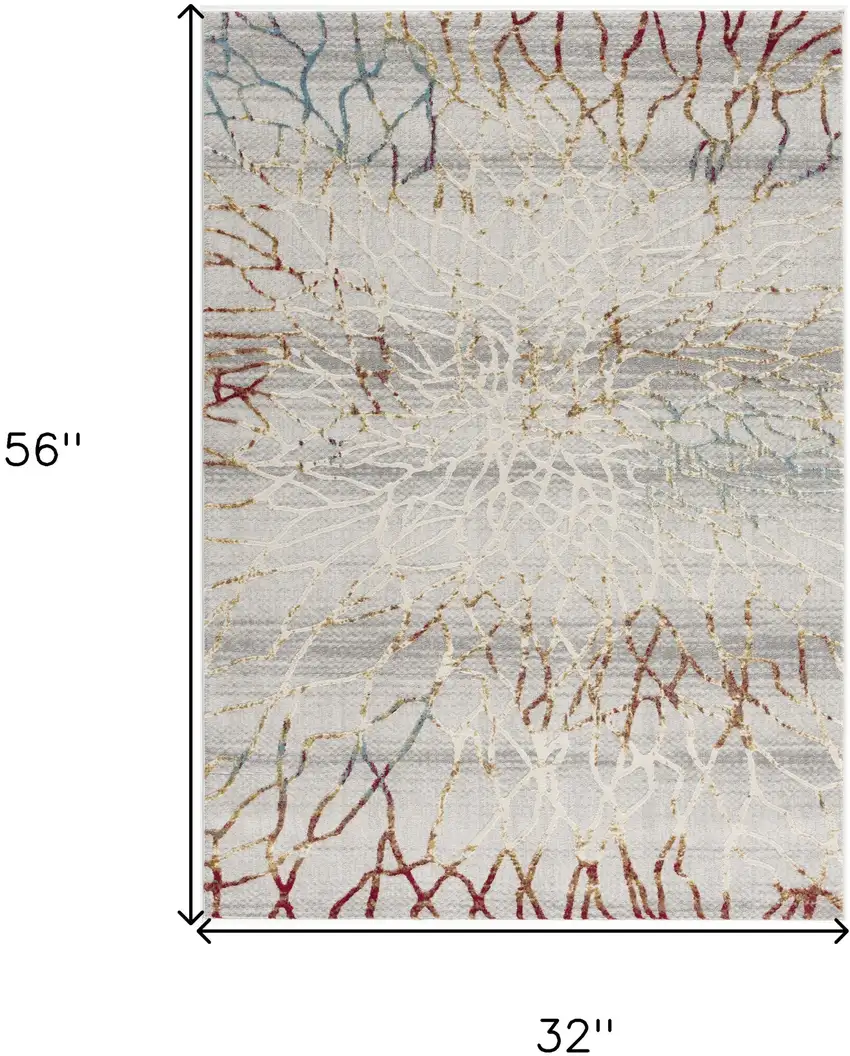 Gold And Ivory Abstract Branches Area Rug Photo 3