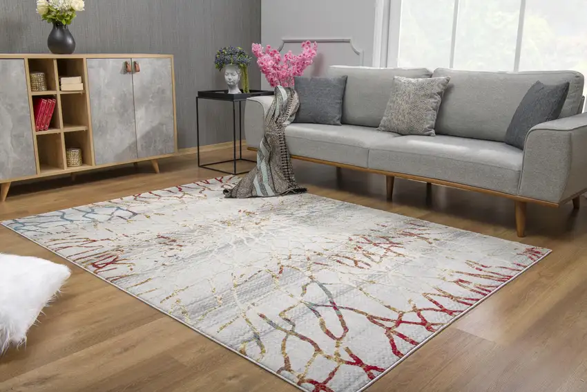 Gold and Ivory Abstract Branches Area Rug Photo 7