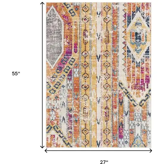 Gold and Ivory Southwestern Area Rug Photo 3