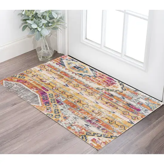 Gold and Ivory Southwestern Area Rug Photo 1