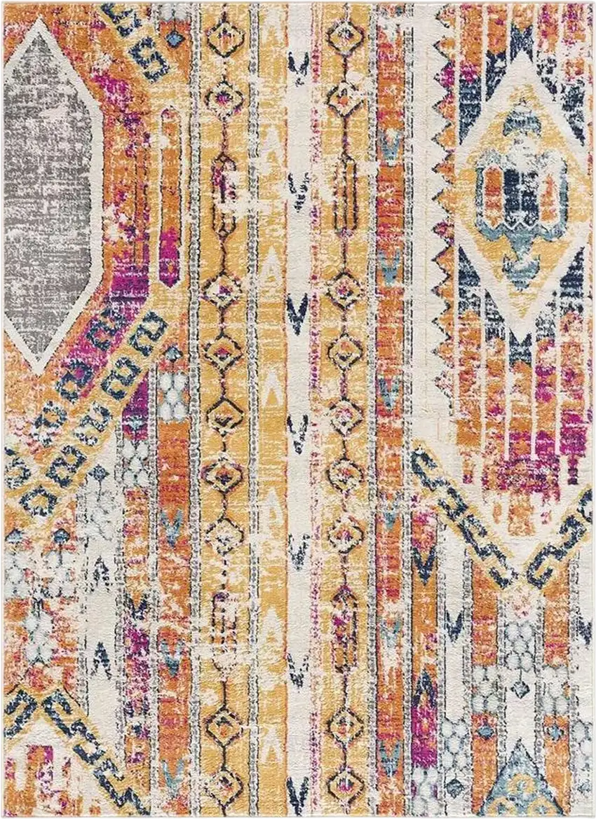 Gold and Ivory Southwestern Area Rug Photo 2