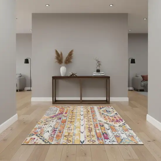 Gold and Ivory Southwestern Area Rug Photo 1