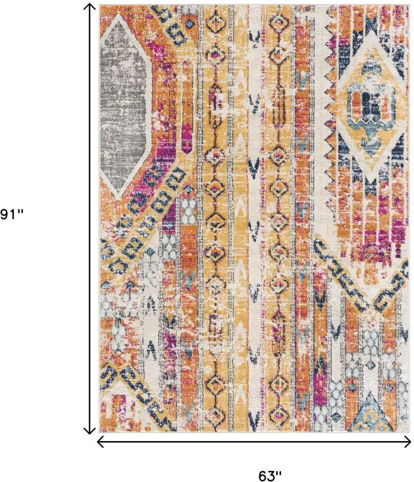 Gold and Ivory Southwestern Area Rug Photo 3