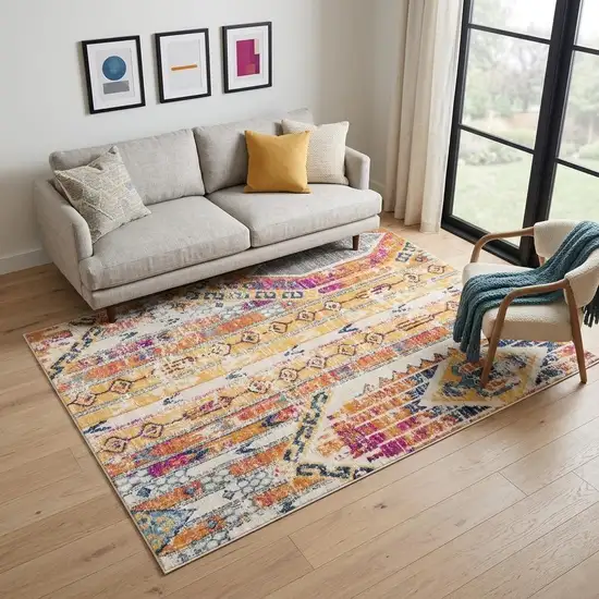Gold and Ivory Southwestern Area Rug Photo 1