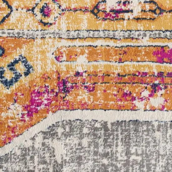 Orange And Ivory Southwestern Dhurrie Area Rug Photo 5