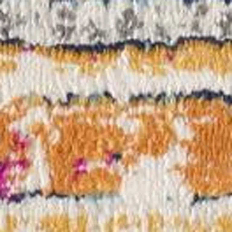 Gold and Ivory Distressed Tribal Area Rug Photo 4