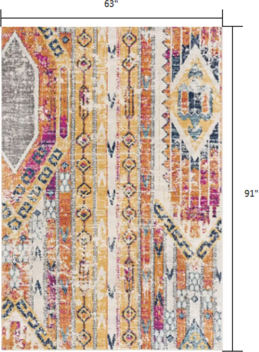 Orange And Ivory Southwestern Dhurrie Area Rug Photo 3