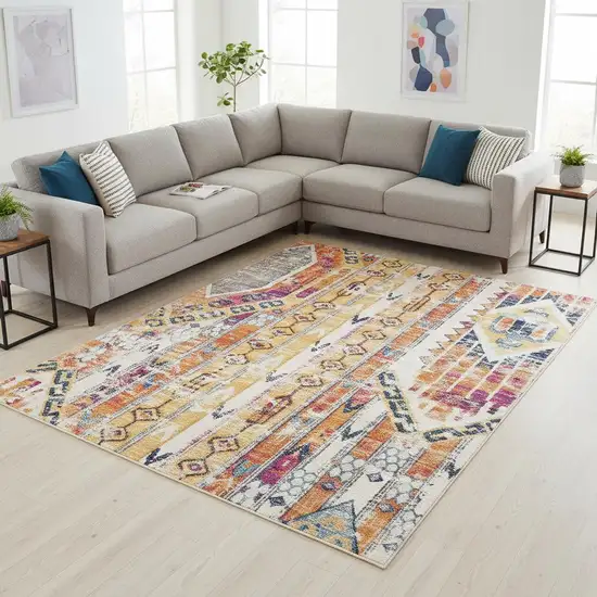 Gold and Ivory Southwestern Area Rug Photo 1