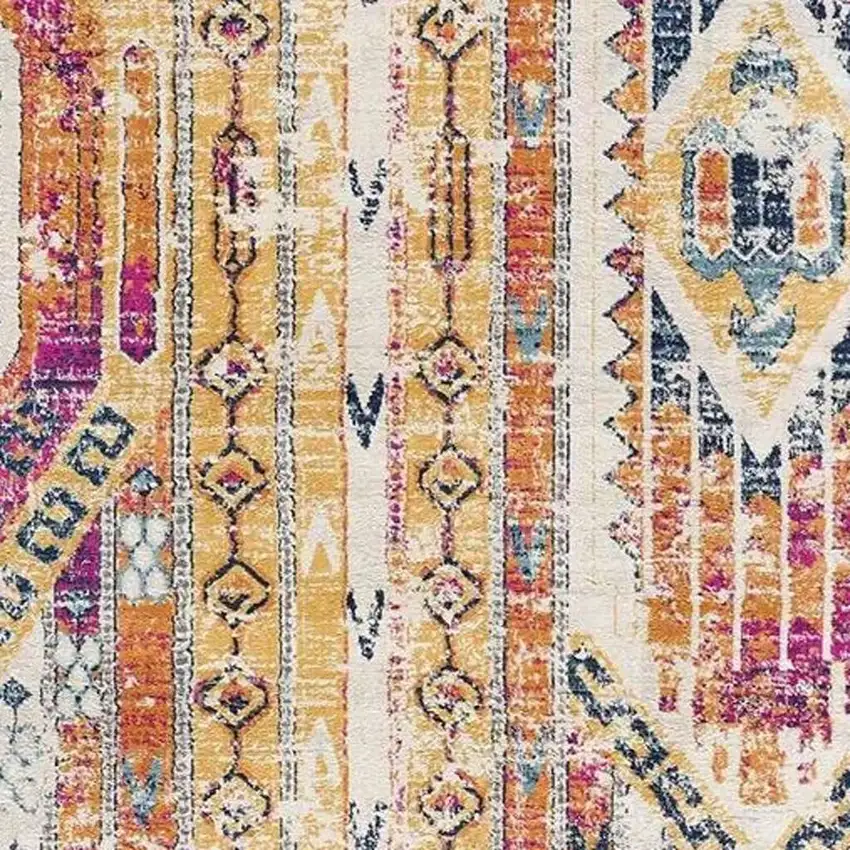 13' Gold And Ivory Southwestern Runner Rug Photo 4