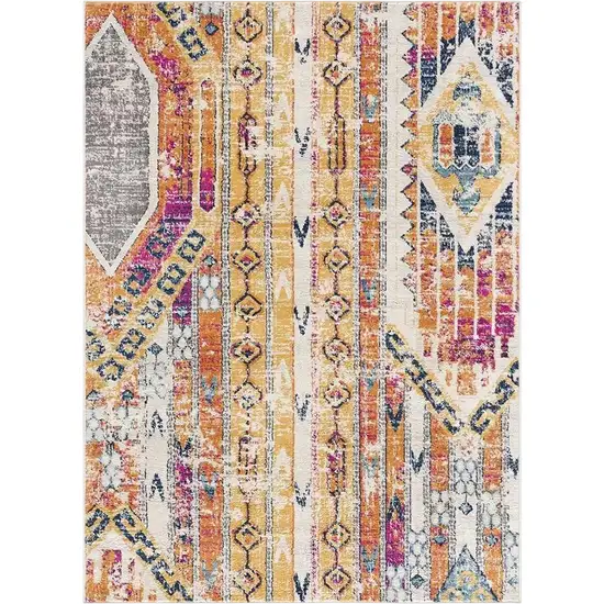 15' Gold And Ivory Southwestern Runner Rug Photo 2