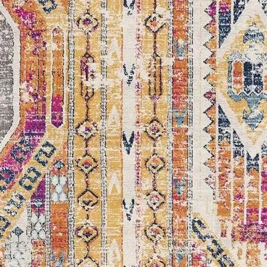 15' Gold And Ivory Southwestern Runner Rug Photo 4