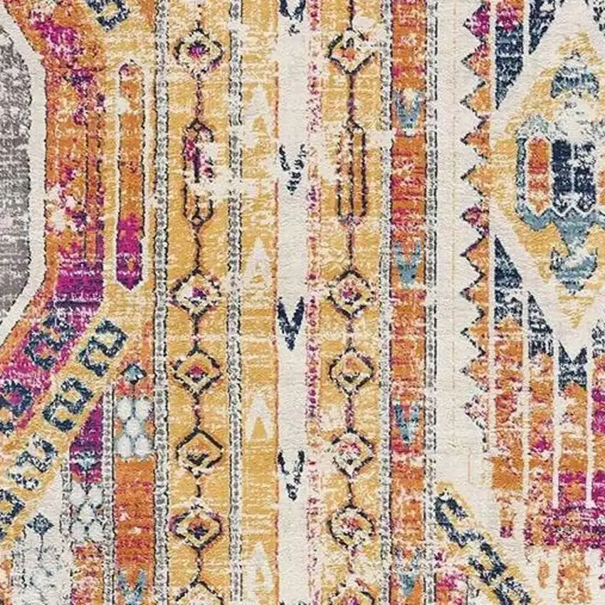 15' Gold And Ivory Southwestern Runner Rug Photo 4