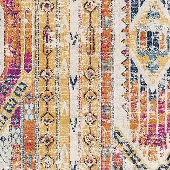 20' Gold And Ivory Southwestern Runner Rug Photo 4