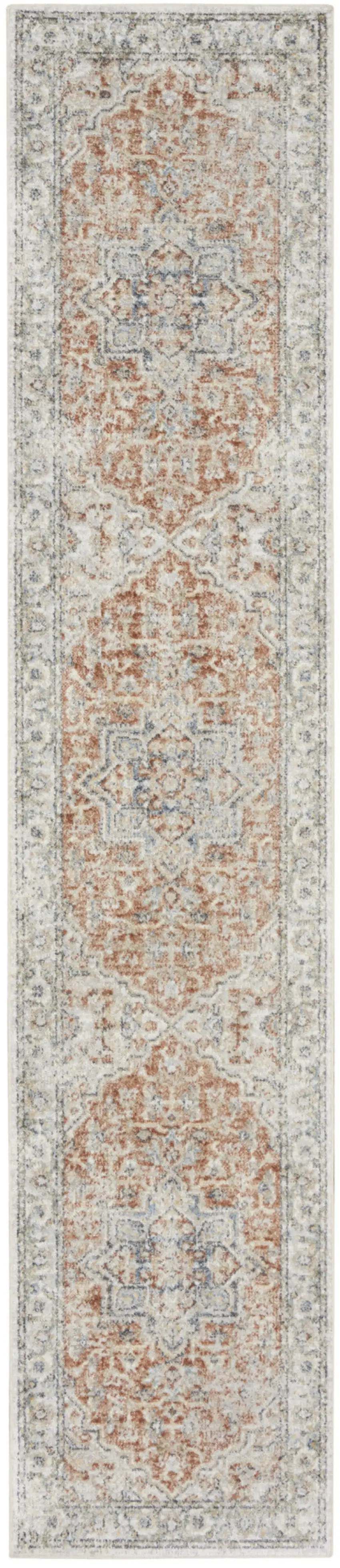 12' Gold And Ivory Oriental Washable Runner Rug Photo 4