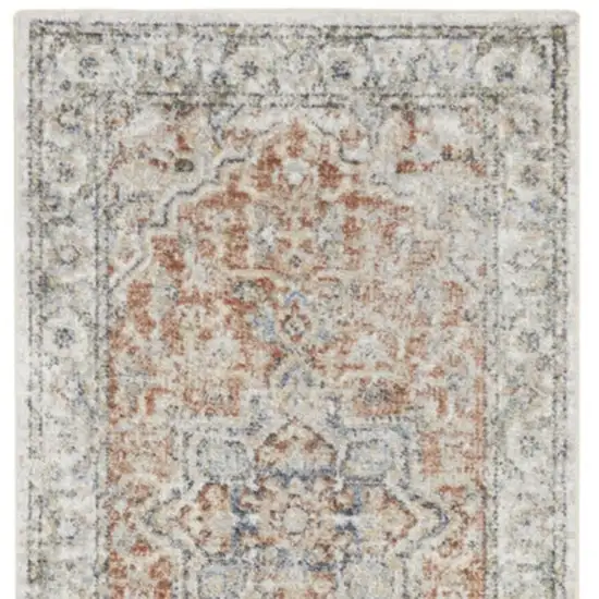 12' Gold And Ivory Oriental Washable Runner Rug Photo 3