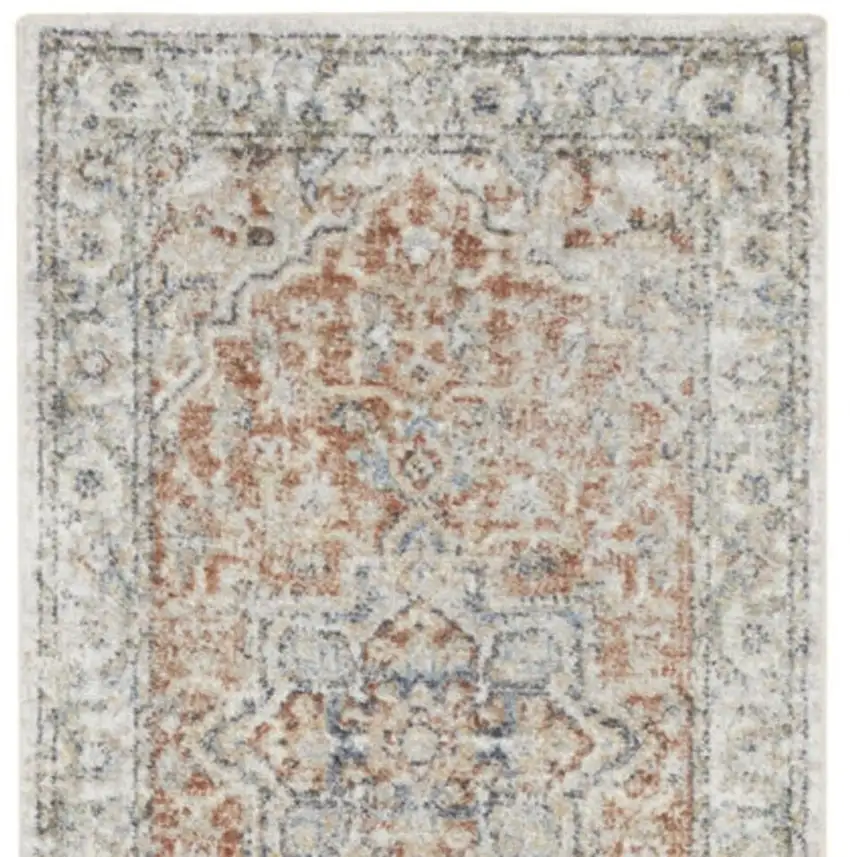 12' Gold And Ivory Oriental Washable Runner Rug Photo 3