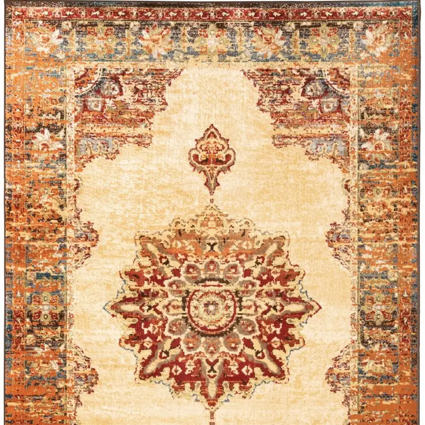 Gold and Orage Floral MedallionArea Rug Photo 5