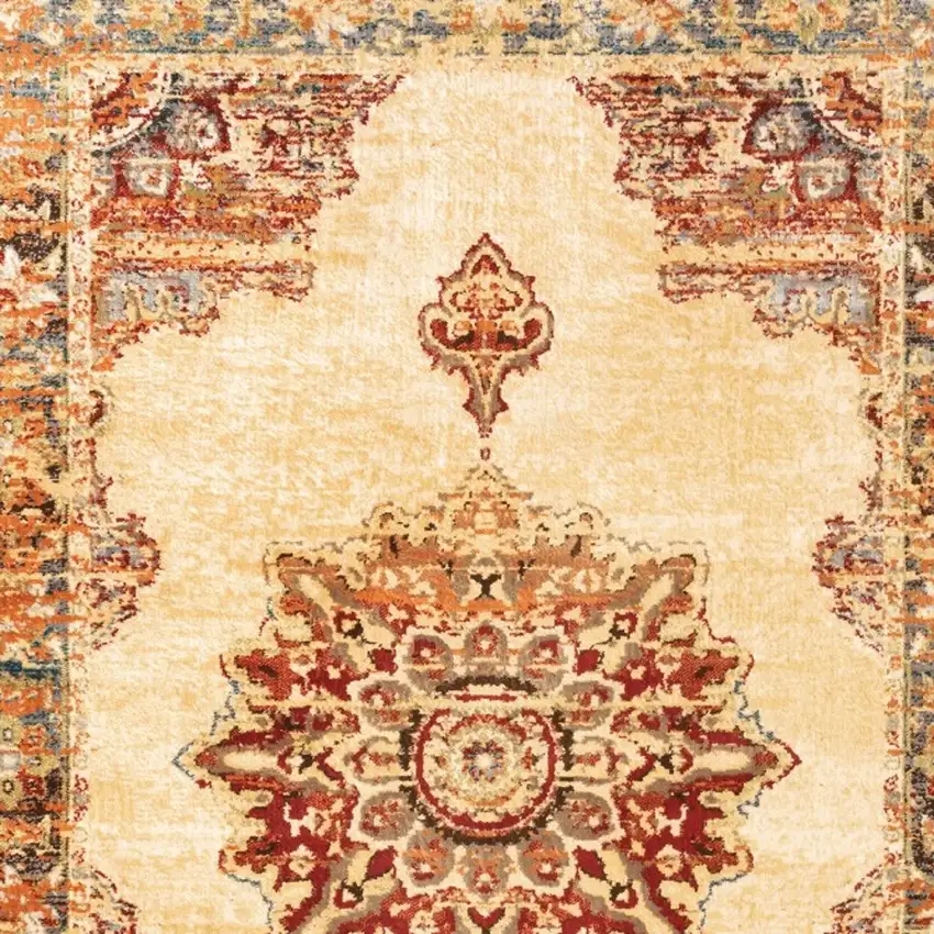 Gold and Orage Floral MedallionArea Rug Photo 4