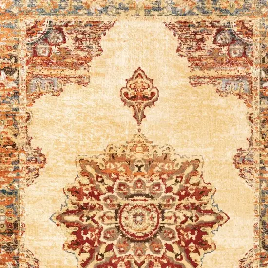 Gold and Orage Floral MedallionArea Rug Photo 4