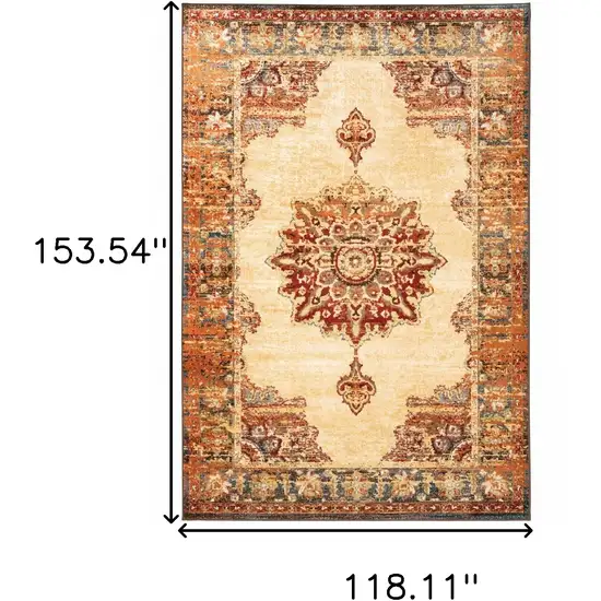 Gold and Orage Floral MedallionArea Rug Photo 6
