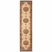 Photo of Gold and Orage Floral MedallionRunner Rug