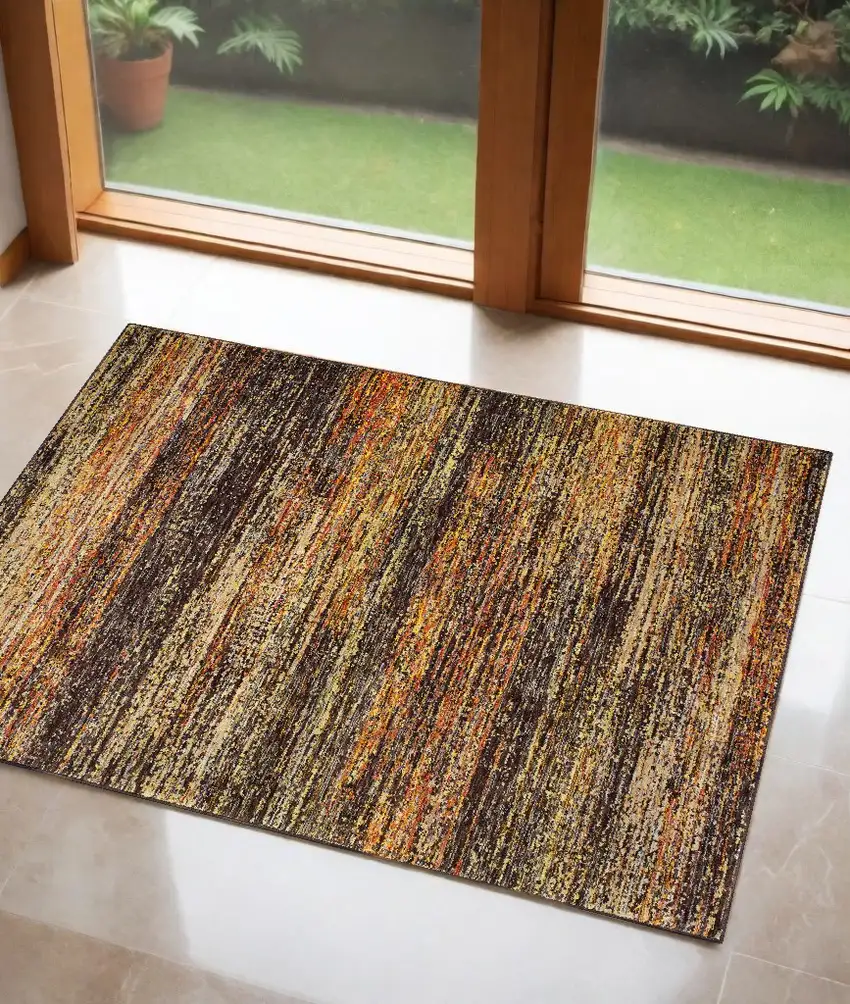 Orange Red Power Loom Area Rug Photo 1
