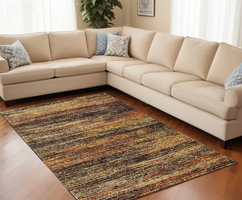 Gold And Slate Abstract Area Rug Photo 1
