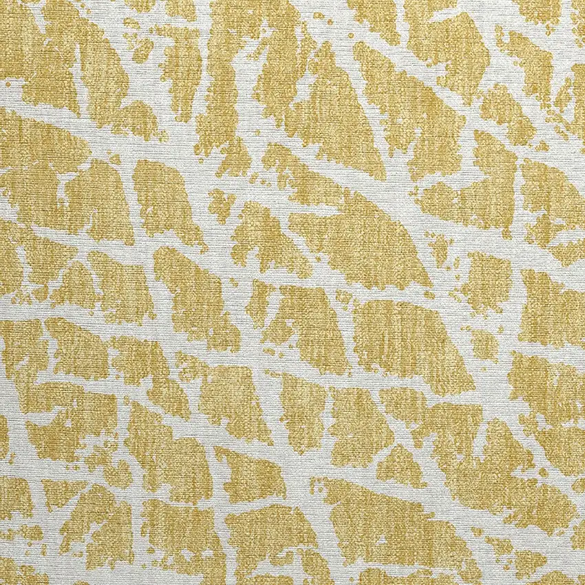 Gold and White Abstract Washable Non Skid Indoor Outdoor Area Rug Photo 7